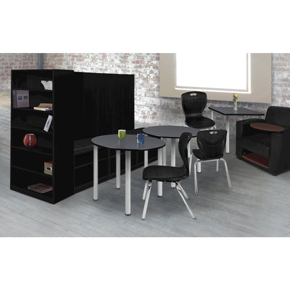 36 in. Medium Round Breakroom Table- Grey Top, Chrome Legs