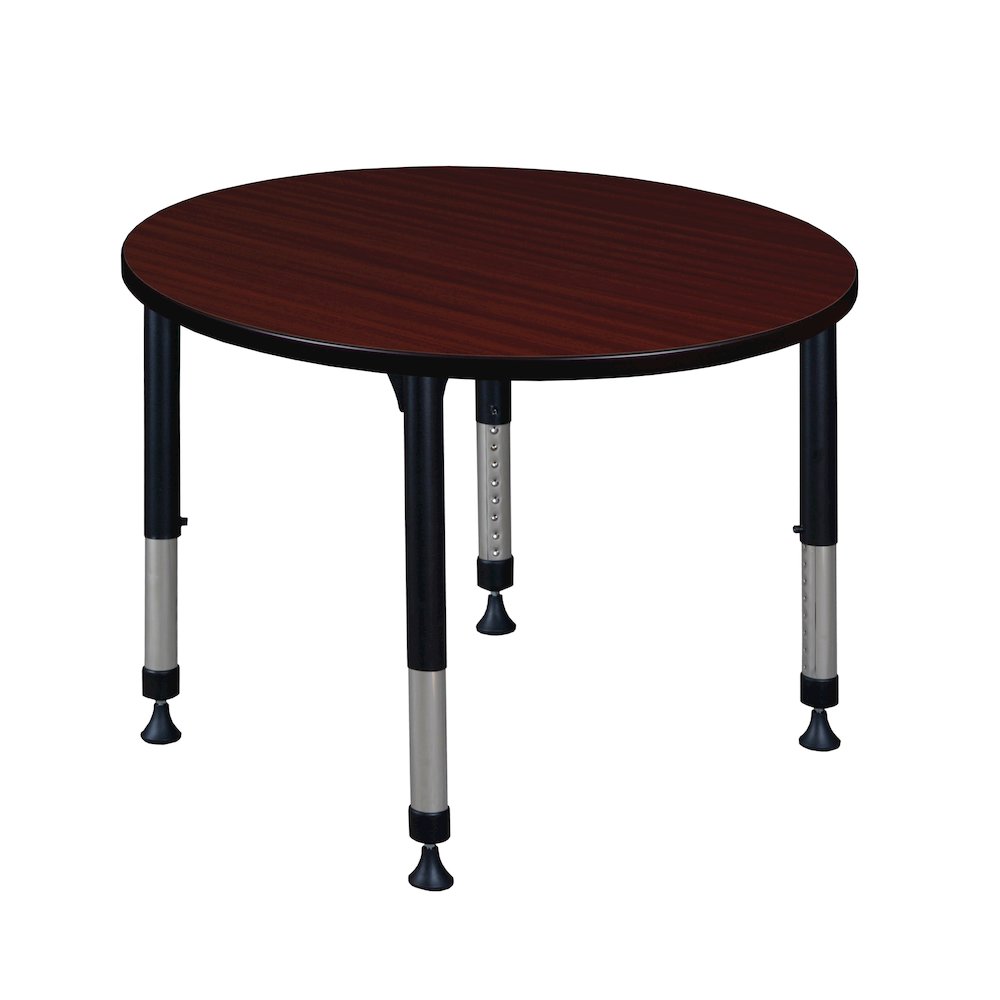36 in. Round Height Adjustable Classroom Activity Table- Mahogany
