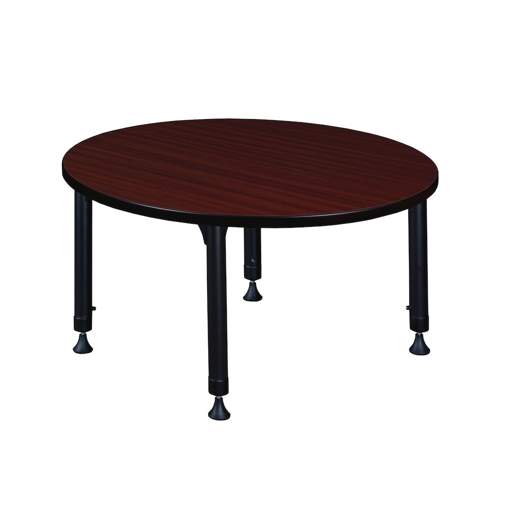 36 in. Round Height Adjustable Classroom Activity Table- Mahogany