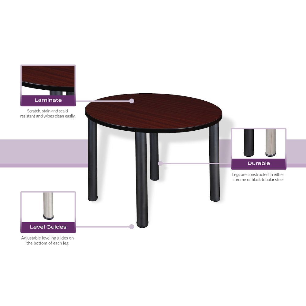 36 in. Round Height Adjustable Classroom Activity Table- Mahogany