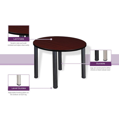 36 in. Round Height Adjustable Classroom Activity Table- Mahogany