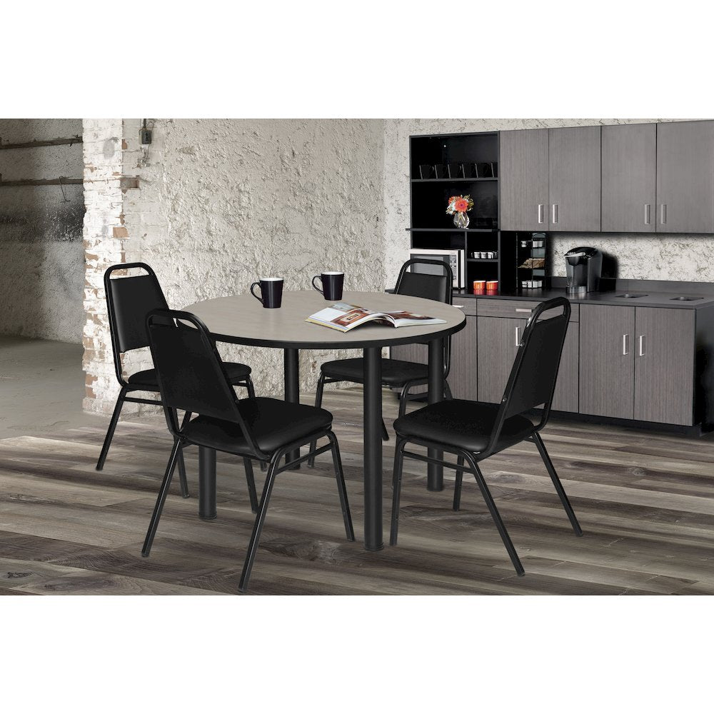 36 in. Medium Round Breakroom Table- Maple Top, Black Legs