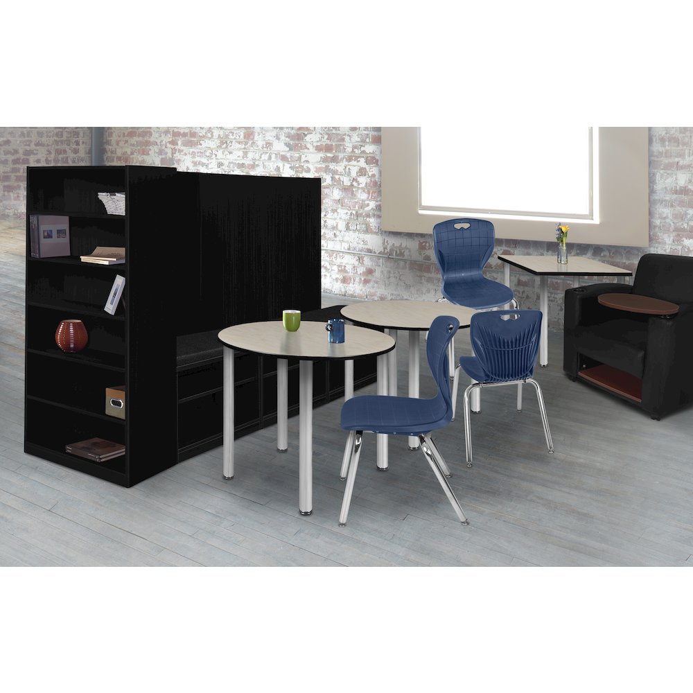 36 in. Medium Round Breakroom Table- Maple Top, Chrome Legs