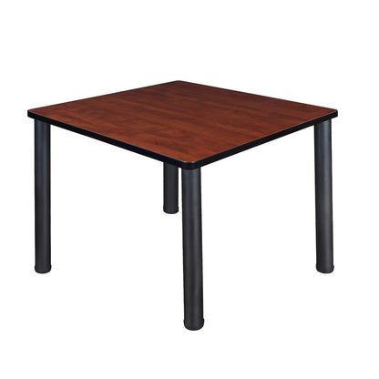 42 in. Medium Square Breakroom Table- Cherry Top, Black Legs