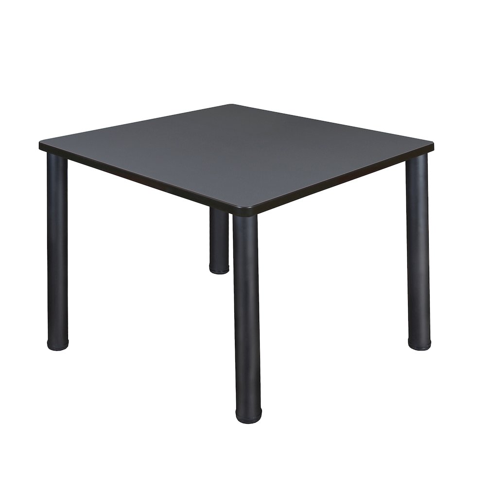 42 in. Medium Square Breakroom Table- Grey Top, Black Legs