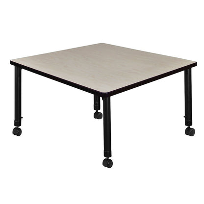 42 in. Square Height Adjustable Mobile Classroom Activity Table- Maple