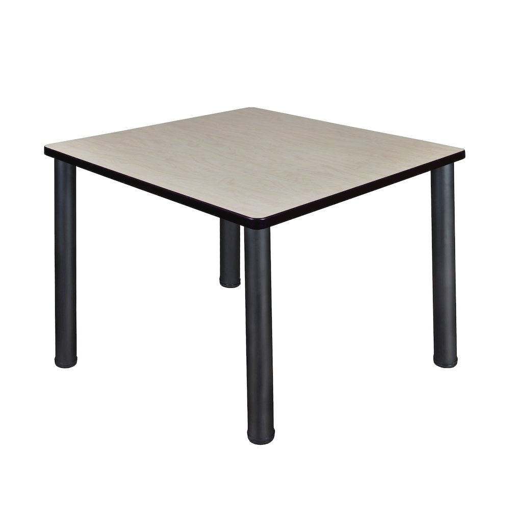 42 in. Medium Square Breakroom Table- Maple Top, Black Legs