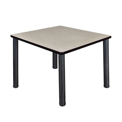 42 in. Medium Square Breakroom Table- Maple Top, Black Legs