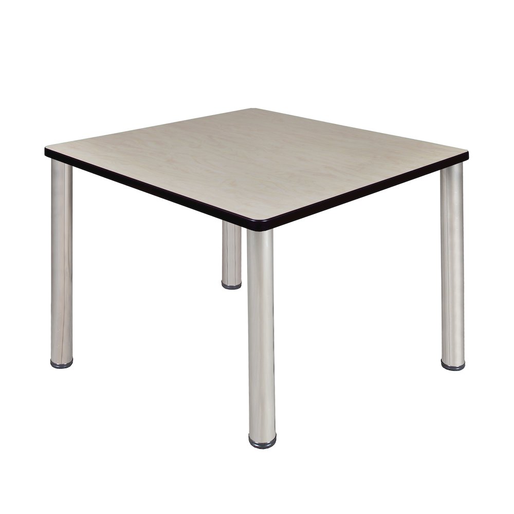 42 in. Medium Square Breakroom Table- Maple Top, Chrome Legs