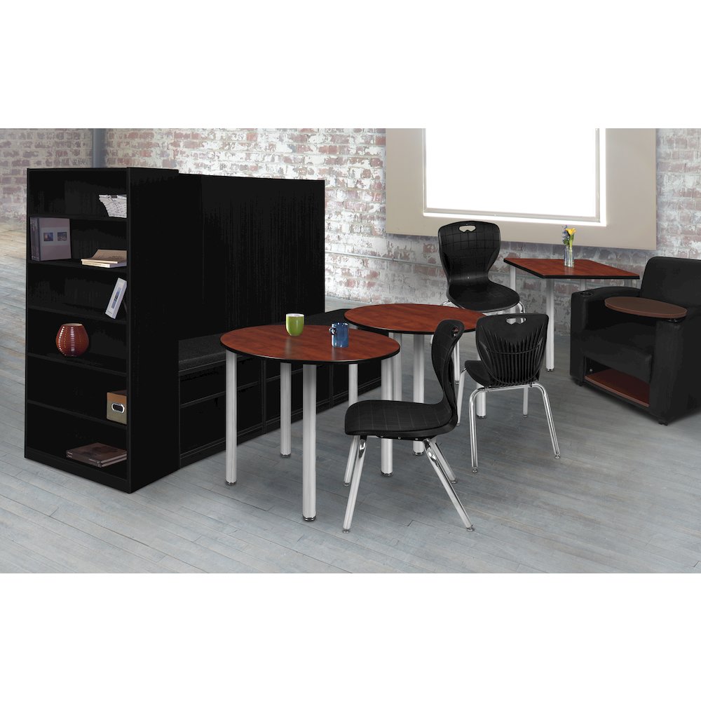 42 in. Medium Round Breakroom Table- Cherry Top, Chrome Legs