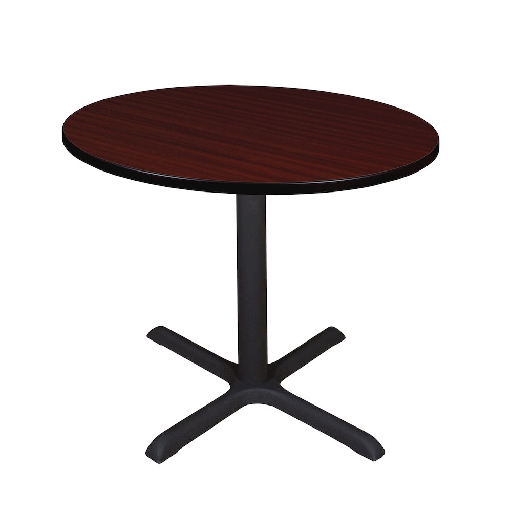 Large 42 in. Round X-Base Breakroom Table- Mahogany