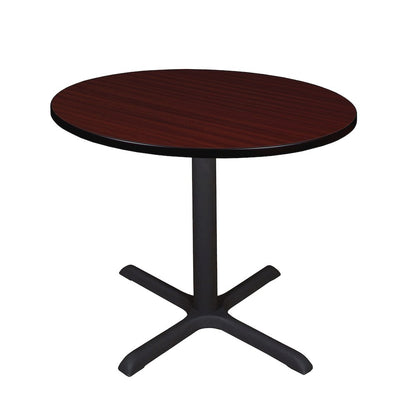Large 42 in. Round X-Base Breakroom Table- Mahogany
