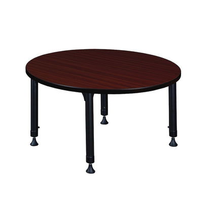 42 in. Round Height Adjustable Classroom Activity Table- Mahogany