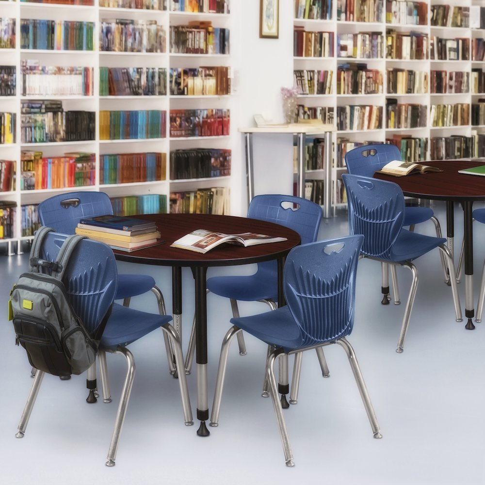 42 in. Round Height Adjustable Classroom Activity Table- Mahogany