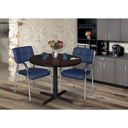 Large 42 in. Round X-Base Breakroom Table- Mahogany