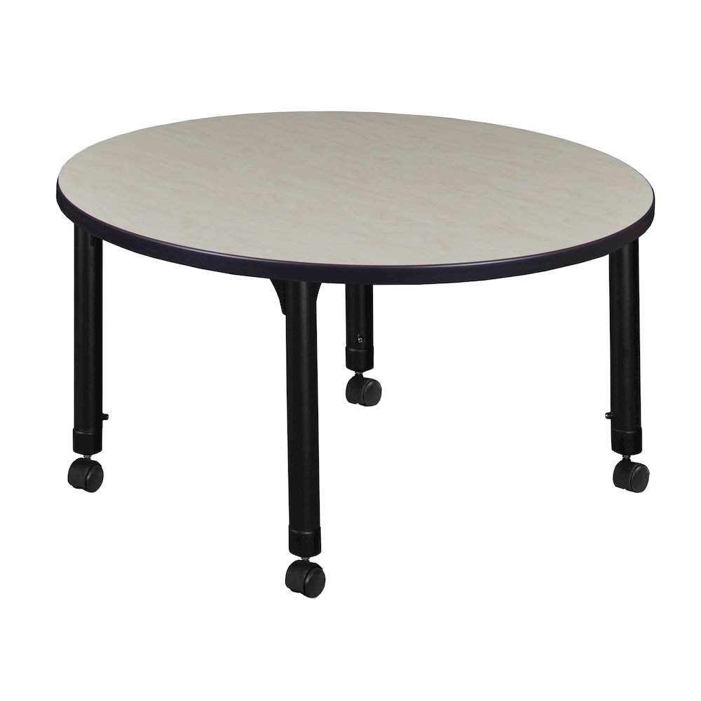 42 in. Round Height Adjustable Mobile Classroom Activity Table- Maple