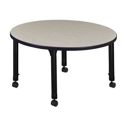 42 in. Round Height Adjustable Mobile Classroom Activity Table- Maple