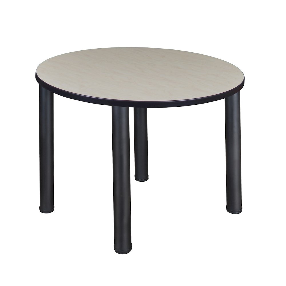 42 in. Medium Round Breakroom Table- Maple Top, Black Legs