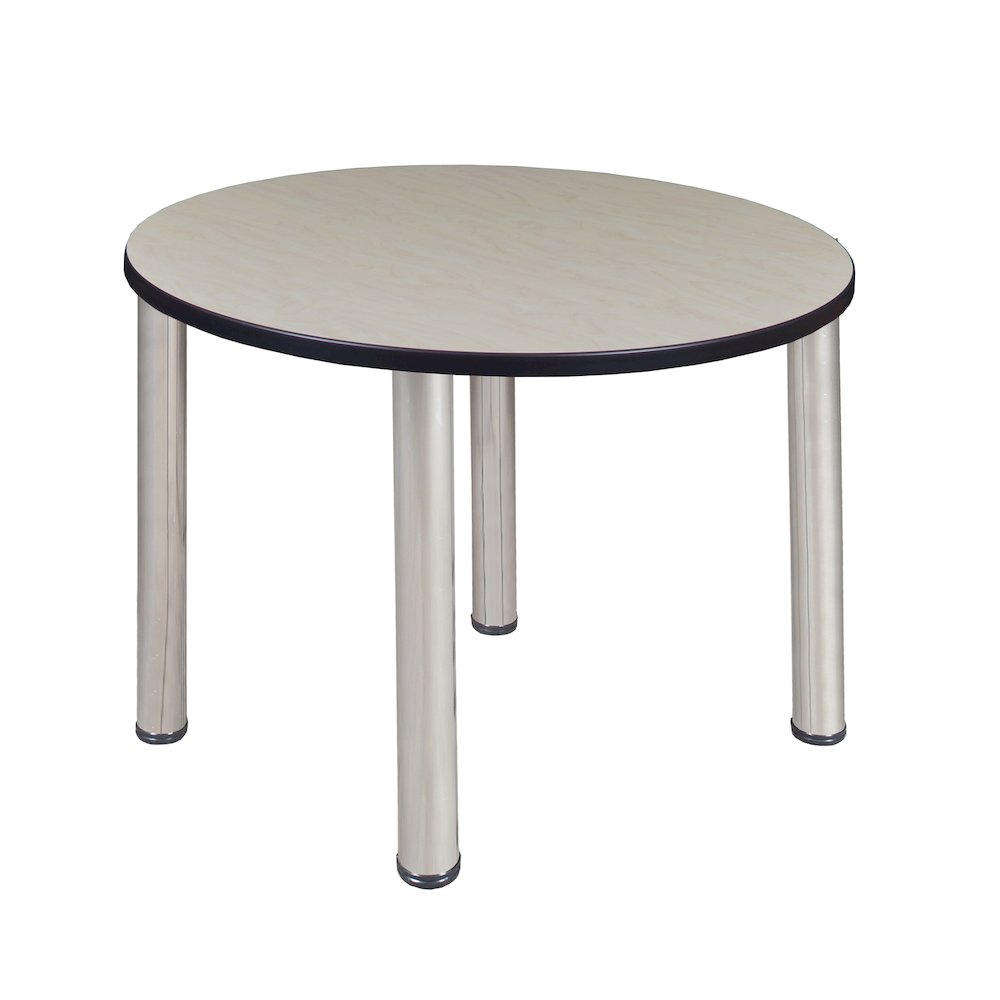 42 in. Medium Round Breakroom Table- Maple Top, Chrome Legs