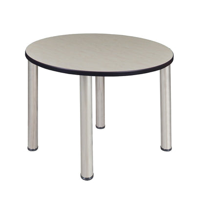 42 in. Medium Round Breakroom Table- Maple Top, Chrome Legs