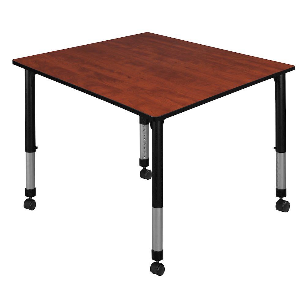 48 in. Square Height Adjustable Mobile Classroom Activity Table- Cherry