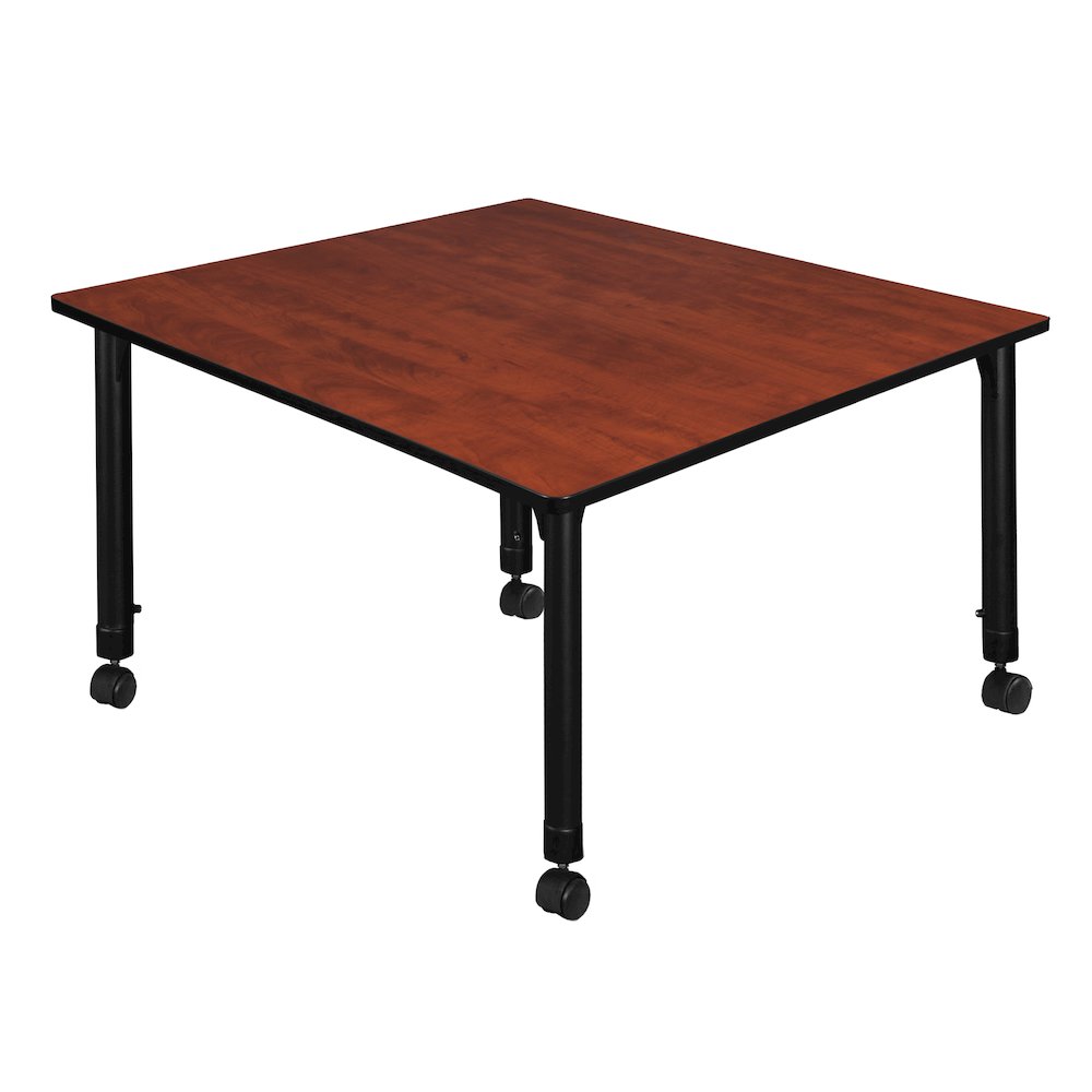 48 in. Square Height Adjustable Mobile Classroom Activity Table- Cherry