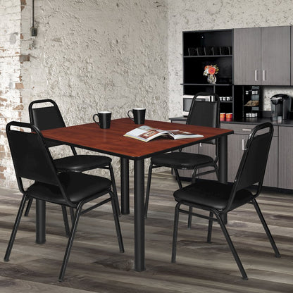 48 in. Large Square Breakroom Table- Cherry Top, Black Legs