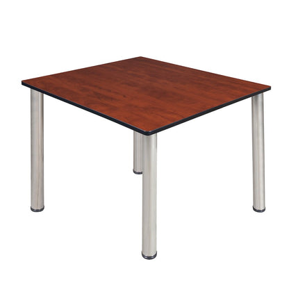 48 in. Large Square Breakroom Table- Cherry Top, Chrome Legs