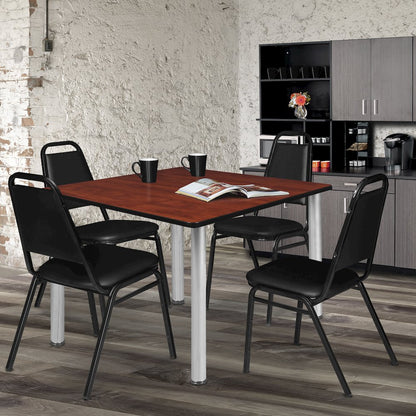 48 in. Large Square Breakroom Table- Cherry Top, Chrome Legs