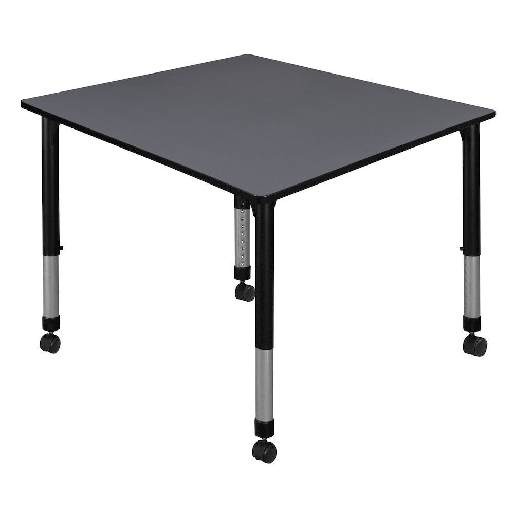 48 in. Square Height Adjustable Mobile Classroom Activity Table- Grey