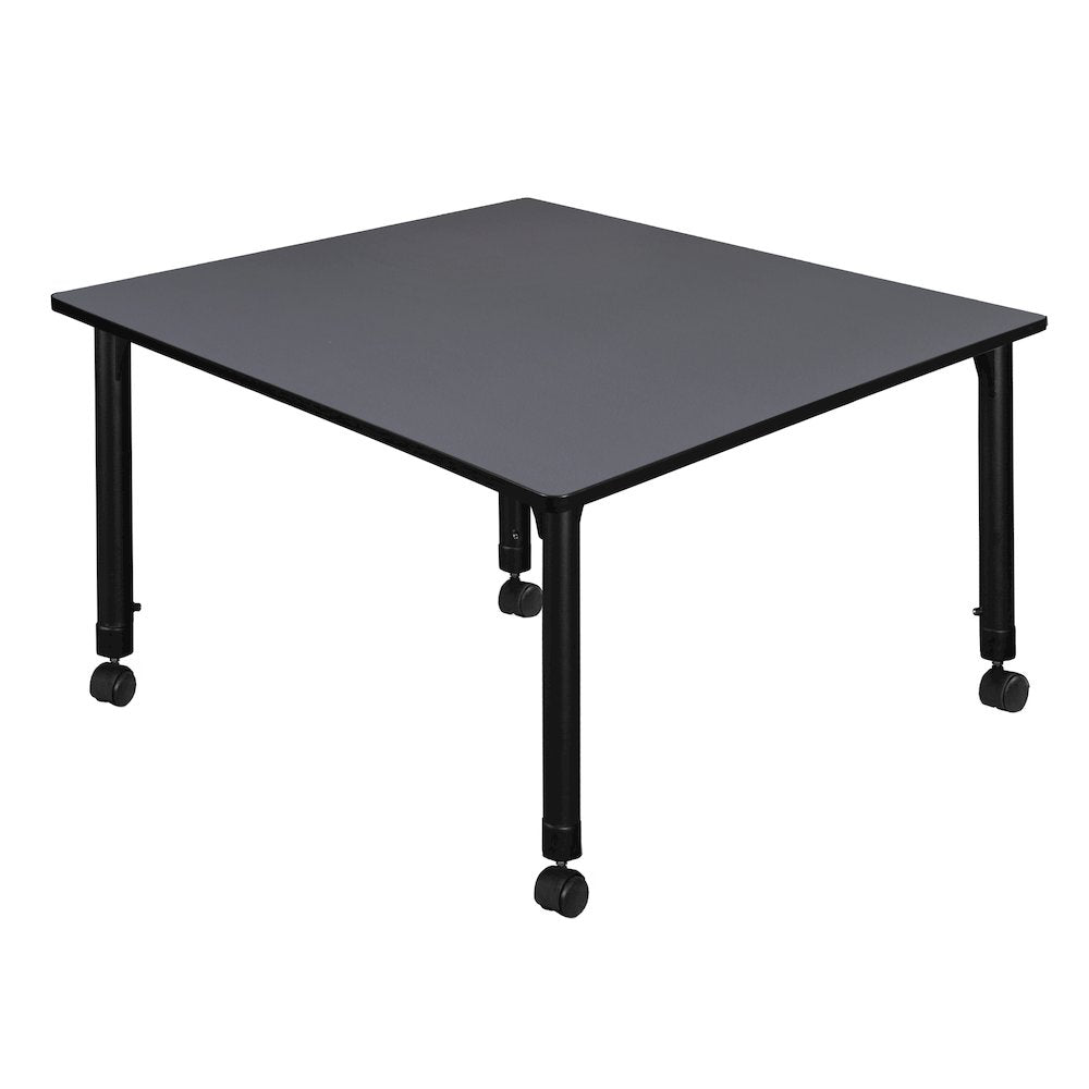 48 in. Square Height Adjustable Mobile Classroom Activity Table- Grey