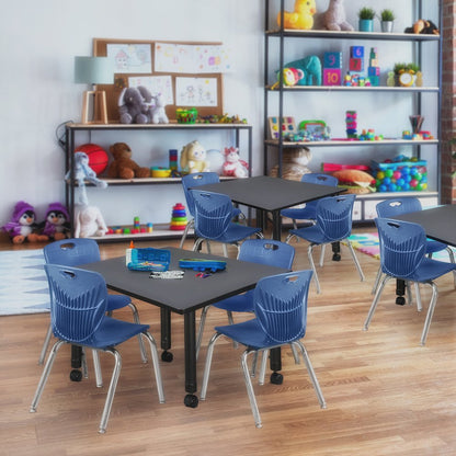 48 in. Square Height Adjustable Mobile Classroom Activity Table- Grey