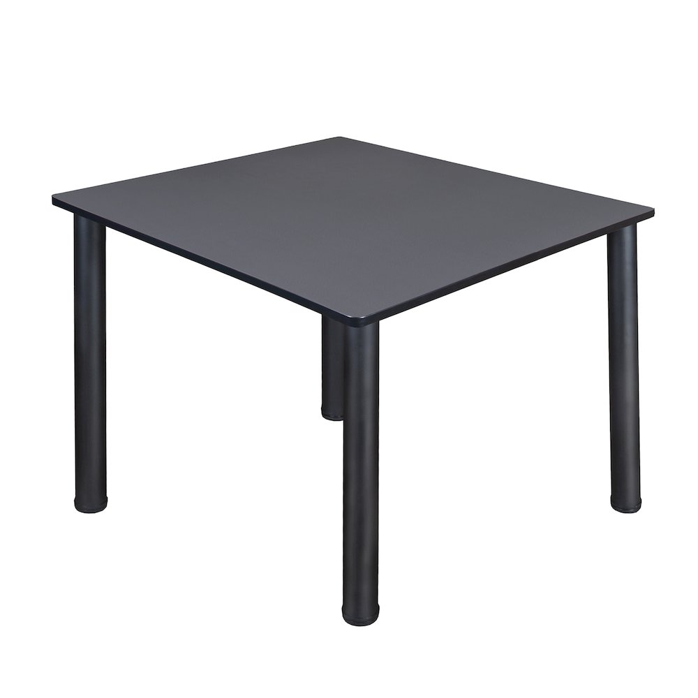 48 in. Large Square Breakroom Table- Grey Top, Black Legs