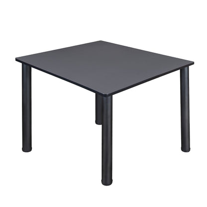 48 in. Large Square Breakroom Table- Grey Top, Black Legs