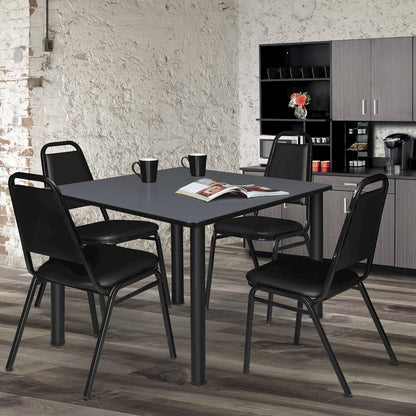48 in. Large Square Breakroom Table- Grey Top, Black Legs