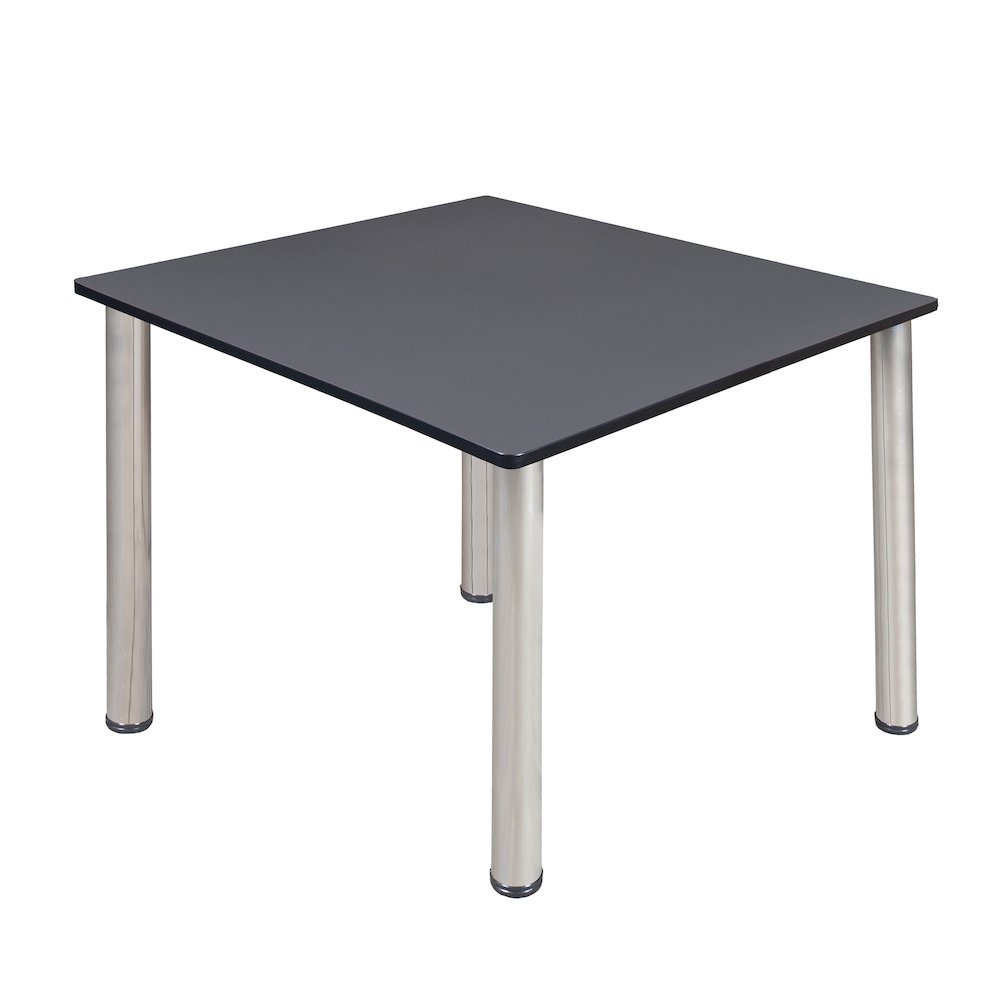 48 in. Large Square Breakroom Table- Grey Top, Chrome Legs