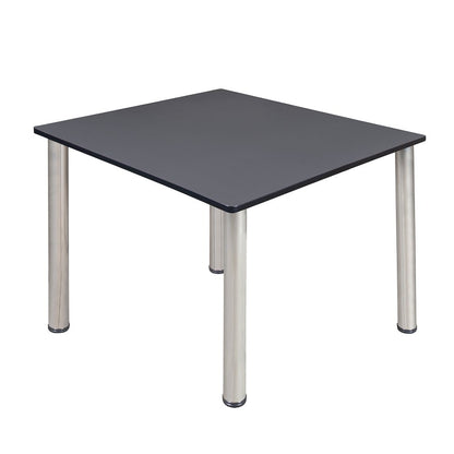 48 in. Large Square Breakroom Table- Grey Top, Chrome Legs
