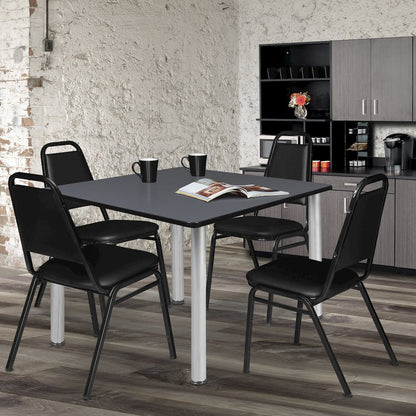 48 in. Large Square Breakroom Table- Grey Top, Chrome Legs