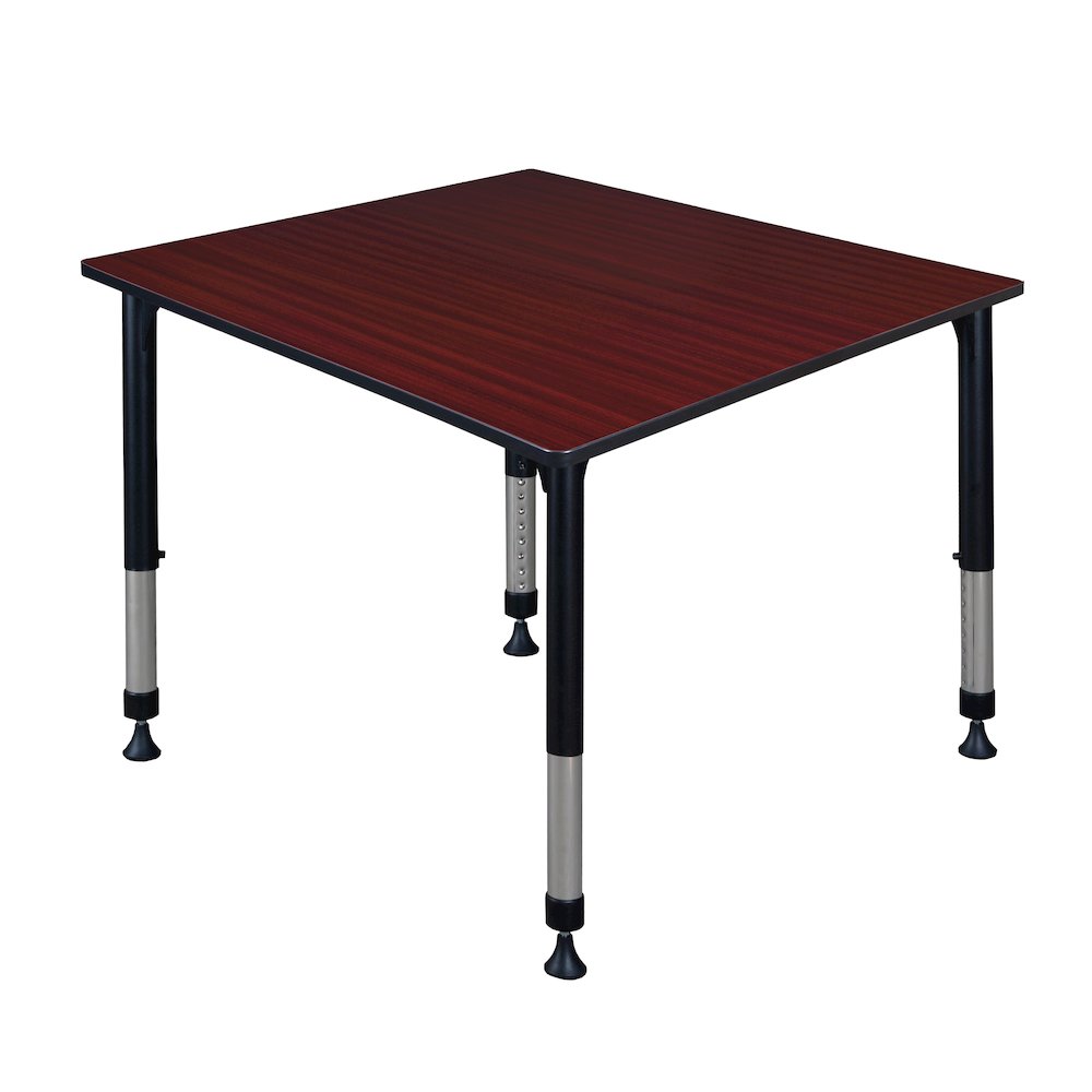 48 in. Square Height Adjustable Classroom Activity Table- Mahogany