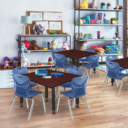 48 in. Square Height Adjustable Classroom Activity Table- Mahogany