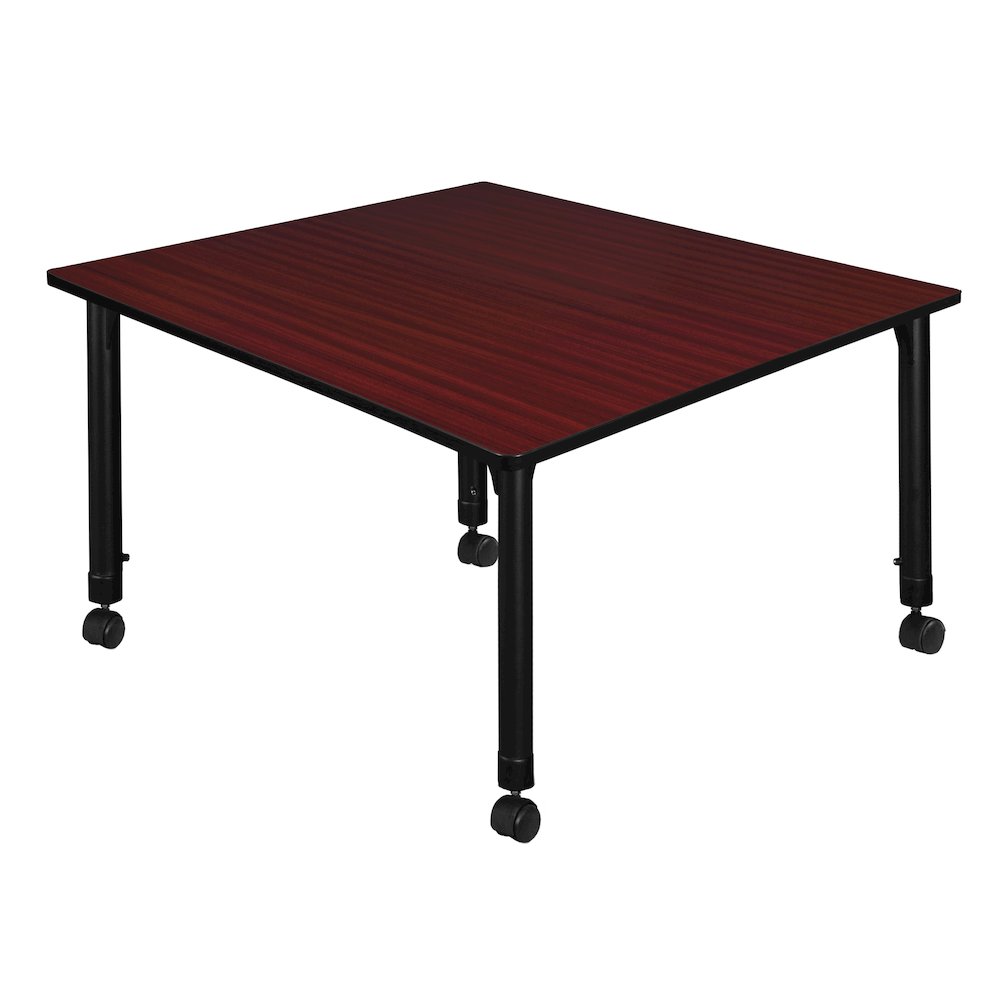 48 in. Square Height Adjustable Mobile Classroom Activity Table- Mahogany