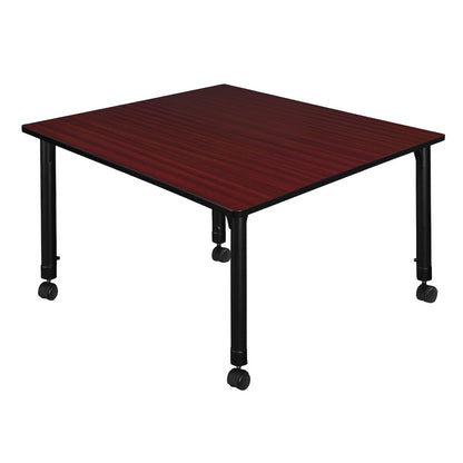 48 in. Square Height Adjustable Mobile Classroom Activity Table- Mahogany