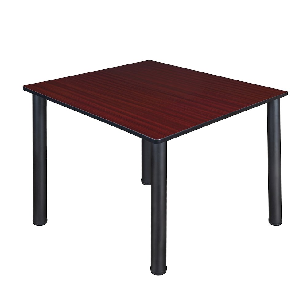 48 in. Large Square Breakroom Table- Mahogany Top, Black Legs