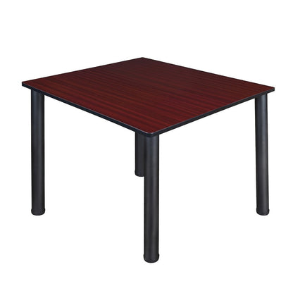 48 in. Large Square Breakroom Table- Mahogany Top, Black Legs