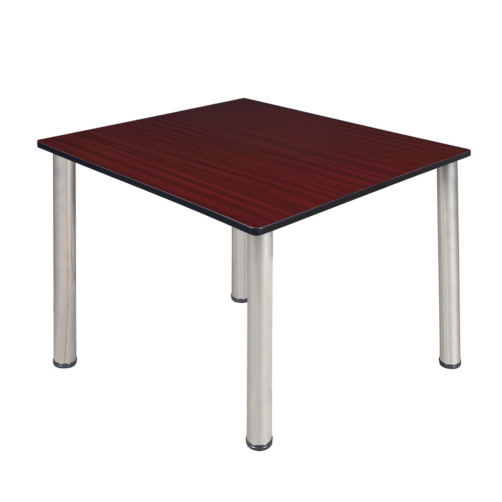 48 in. Large Square Breakroom Table- Mahogany Top, Chrome Legs