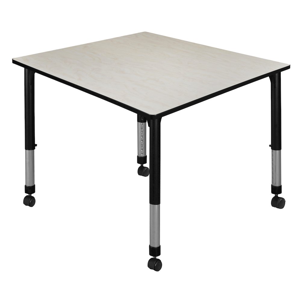 48 in. Square Height Adjustable Mobile Classroom Activity Table- Maple
