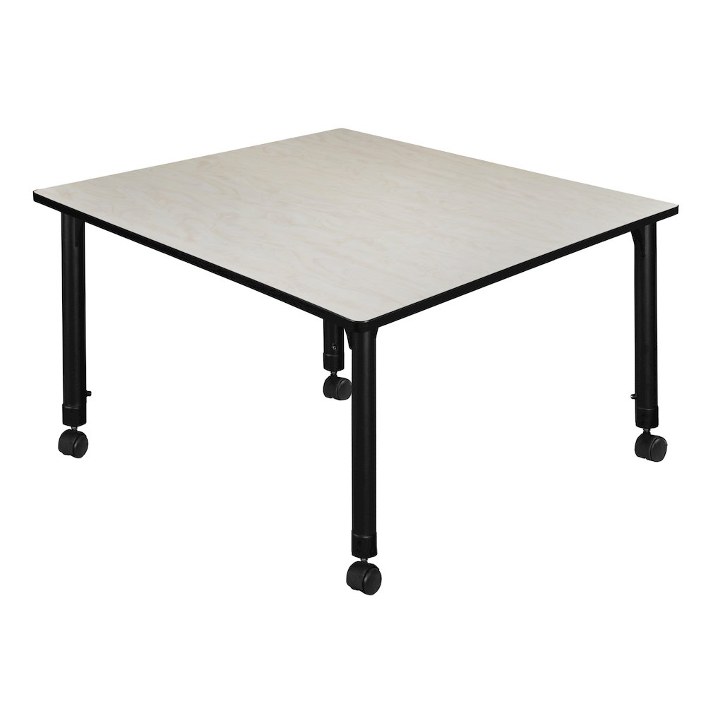 48 in. Square Height Adjustable Mobile Classroom Activity Table- Maple