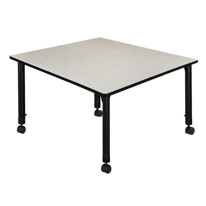 48 in. Square Height Adjustable Mobile Classroom Activity Table- Maple