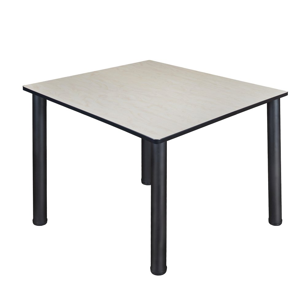 48 in. Large Square Breakroom Table- Maple Top, Black Legs