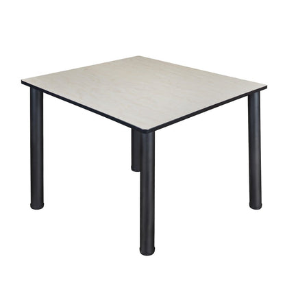 48 in. Large Square Breakroom Table- Maple Top, Black Legs